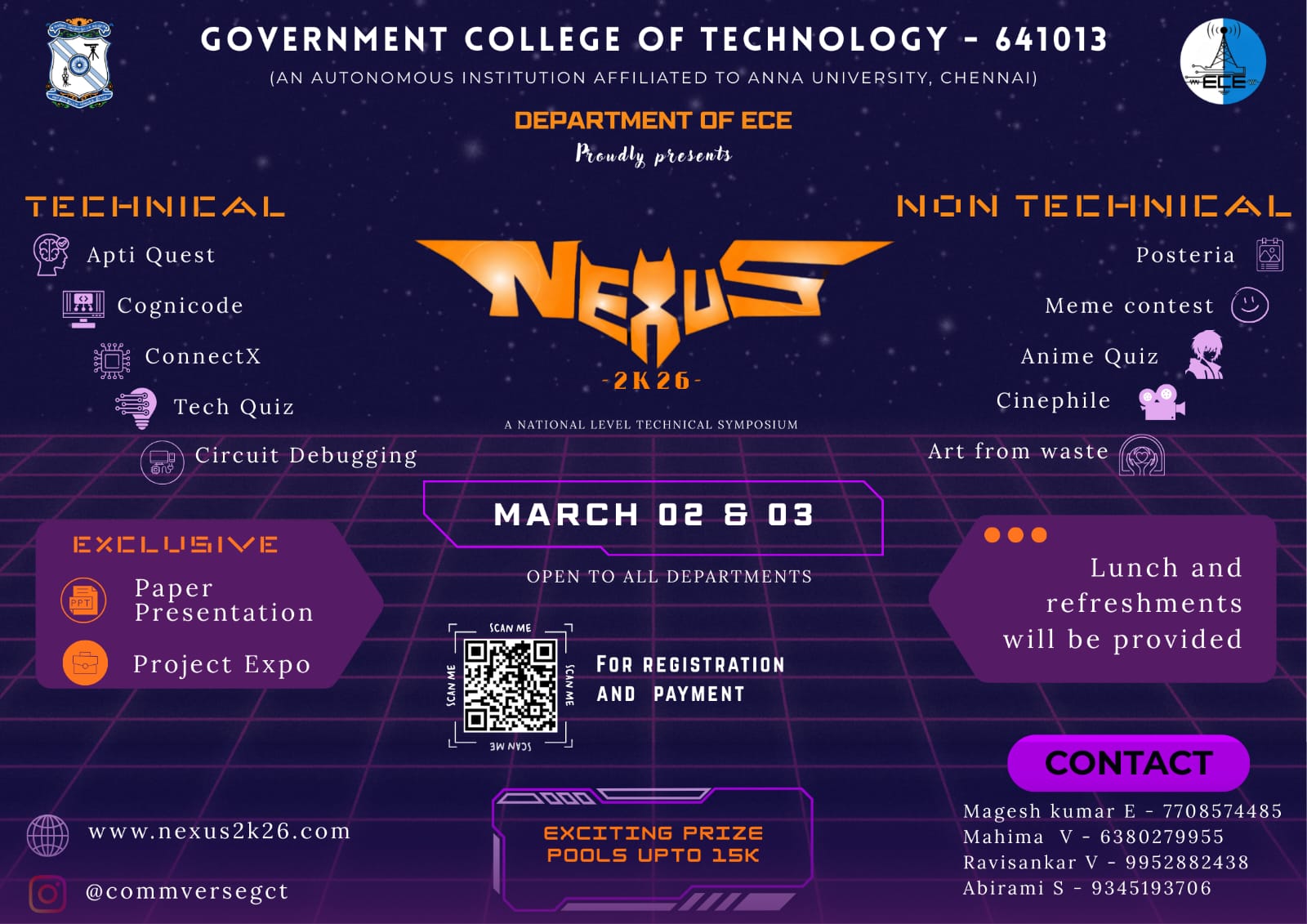 NEXUS 2K26 National Level Technical Symposium Poster 